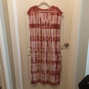 Universal Thread Pink and Brown Tie-Dye long tee dress
